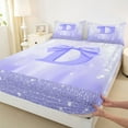 thumbnail image 3 of jejeloiu Purple Monogrammed D Bed Sheets,Ribbon Bowknot Bow King Sheets For Girls Teens 4-Piece, 3 of 7
