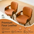 thumbnail image 2 of 26" Swivel Bar Stool Set of 1, 360° Counter Height Bar Stool with Back & Arms, Farmhouse Upholstered Barstool with Walnut Frame Faux Leather Counter Chair for Kitchen Island Orange, 2 of 13