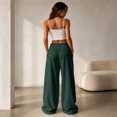 thumbnail image 4 of Luvrsol Pants for Women Wide Leg Sweatpants High Waist Loose Casual Solid Trousers with Side Pockets, Green S-2XL, 4 of 6