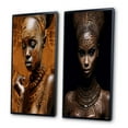 thumbnail image 3 of Designart "Exquisite Portrait African Beauty III" African American Woman Framed Wall Art Set Of 2 - Glam Orange Gallery Wall Frame Set For Home Decor, 3 of 6