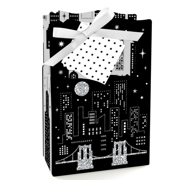 Big Dot of Happiness Nighttime City Skyline - New York Party Favor Boxes - Set of 12