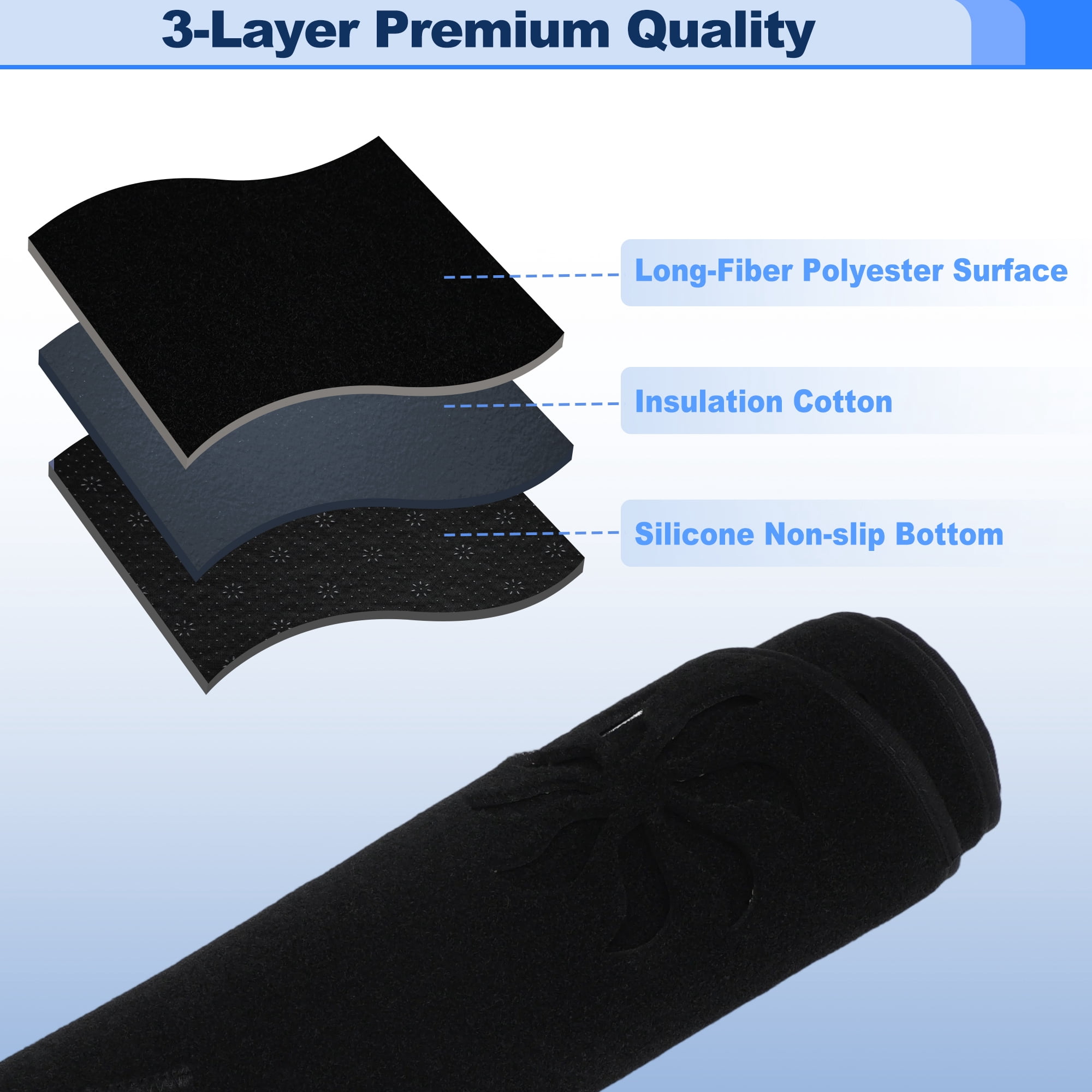Dashboard Cover for Toyota Corolla 2019-2026 Interior Polyester Dash Cover Mat Pad Carpet Non-Slip Dashboard Protector Sunshine UV & Heat Resistant Black