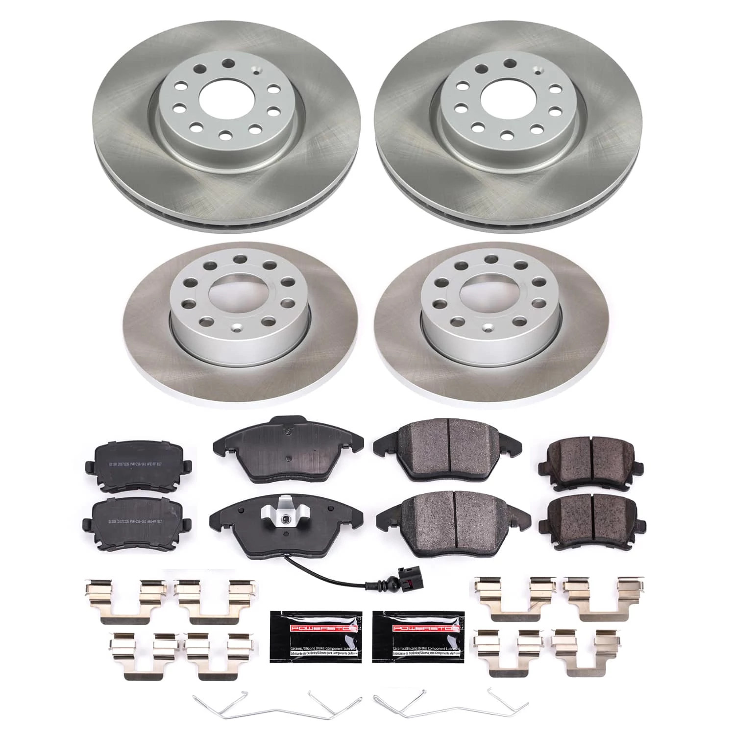 PowerStop Front and Rear Semi-Coated Rotor and Low-Dust Ceramic Brake Pad Kit SC5363