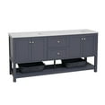 thumbnail image 2 of Lakeshore 72" Double Bathroom Vanity with Marine Gray Cabinet and Engineered White Top, 2 of 6