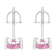 thumbnail image 4 of Clara Pucci 1.5Ct Pink Heart Cut VVS1 Screw Back Stud 14k Solid hypoallergenic Gold Designer Earrings For April, 4 of 7
