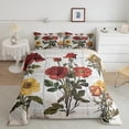 thumbnail image 2 of Erosebridal Floral Flower Bedding King Comforter Set,Red Golden Bedding Sets King with Comforter,Botanical Room Decorative,Reversible,Super Cozy,3 Pieces, 2 of 8