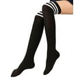 thumbnail image 4 of Lian LifeStyle Women's 1 Pair Over-the-Knee Cotton Socks Size 4.5-8.5(White Strip), 4 of 4