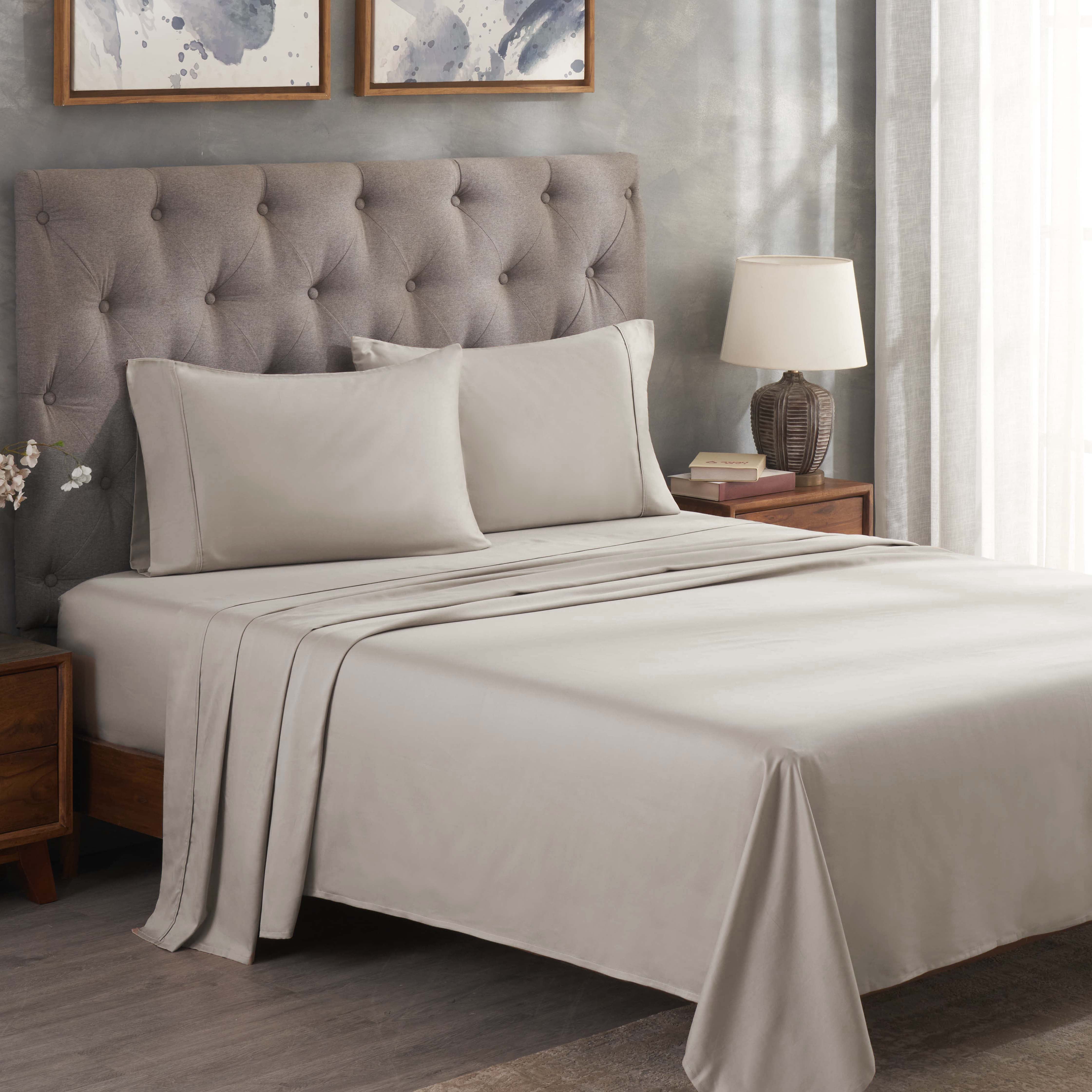 Superior Egyptian Cotton 300 Thread Count Deep Pocket Sheet Set, California King, Light Grey
