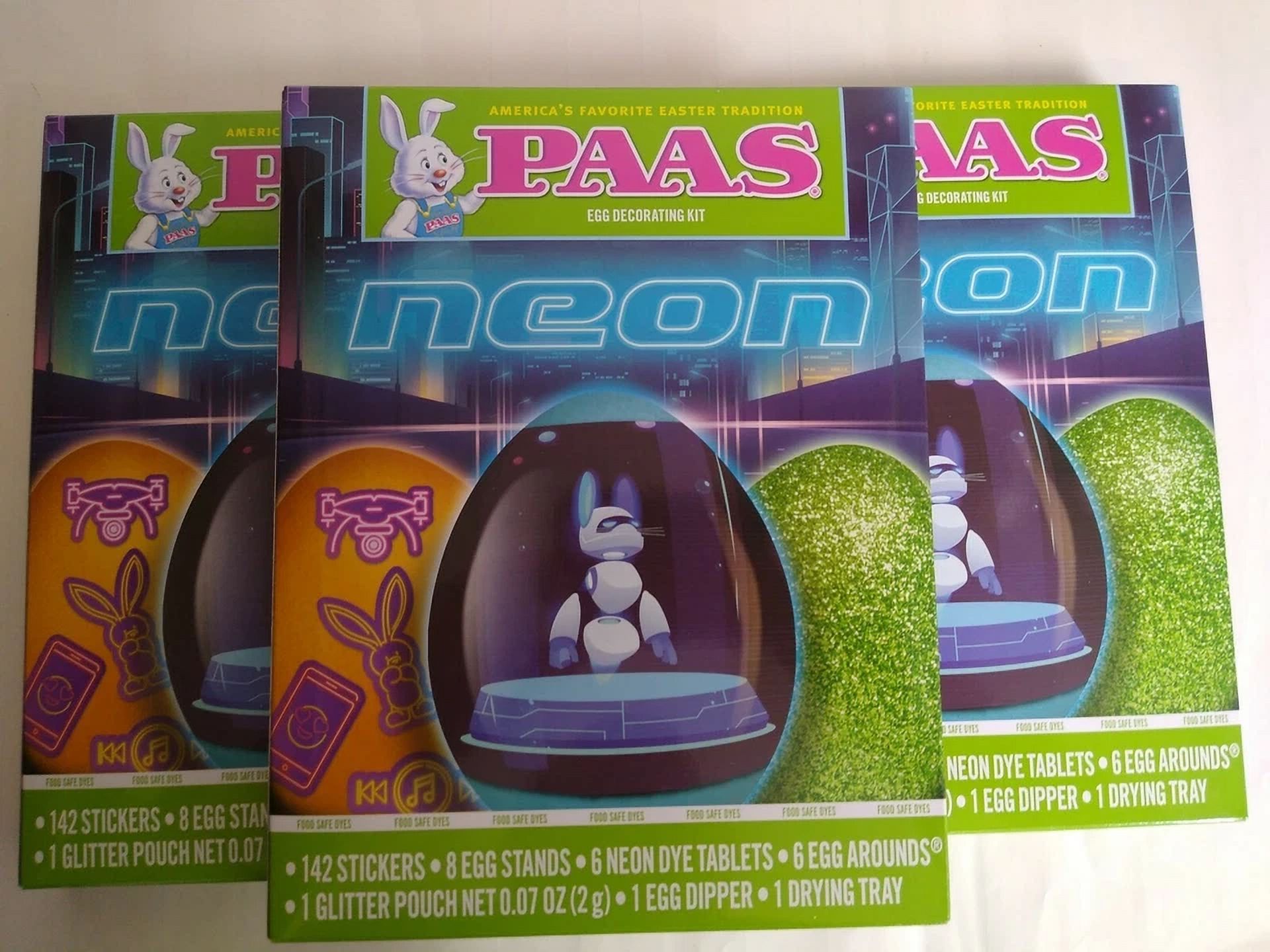 BUTTERFLY- Lot Of 3 Paas Egg Decorating Kit Neon Egg Coloring Kit