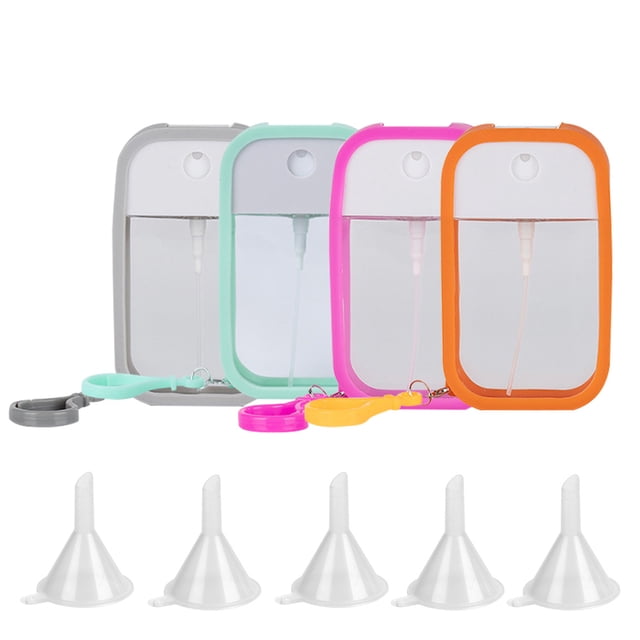 Botella pulverizadora de tarjeta portátil de 4 Uds., botella de Perfume recargable de 50ML, caja de pulverizador humectante con gancho, para Perfume con Alcohol