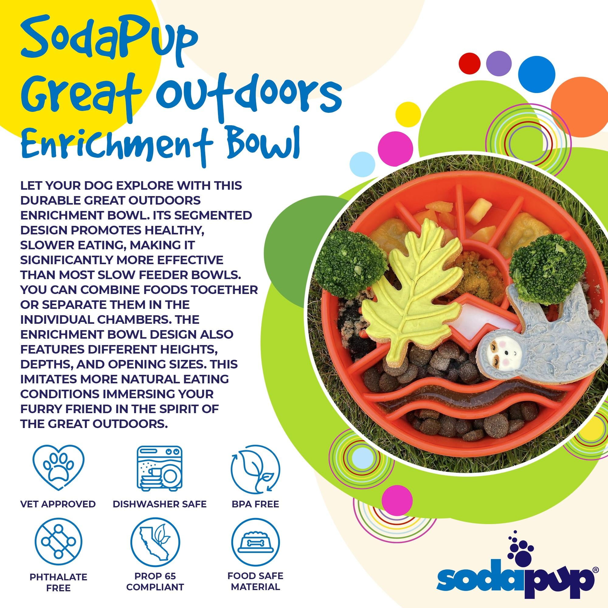 Sodapup Great Outdoors Design eBowl Enrichment Slow Feeder Bowl for Dogs, L, Orange
