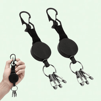 WENSUNNIE 2-Pack Heavy Duty Retractable Badge Reels With 7 Wire Key Rings - Metal, Holds Up To 8oz, For ID Badges & Keys 1 thumbnail image
