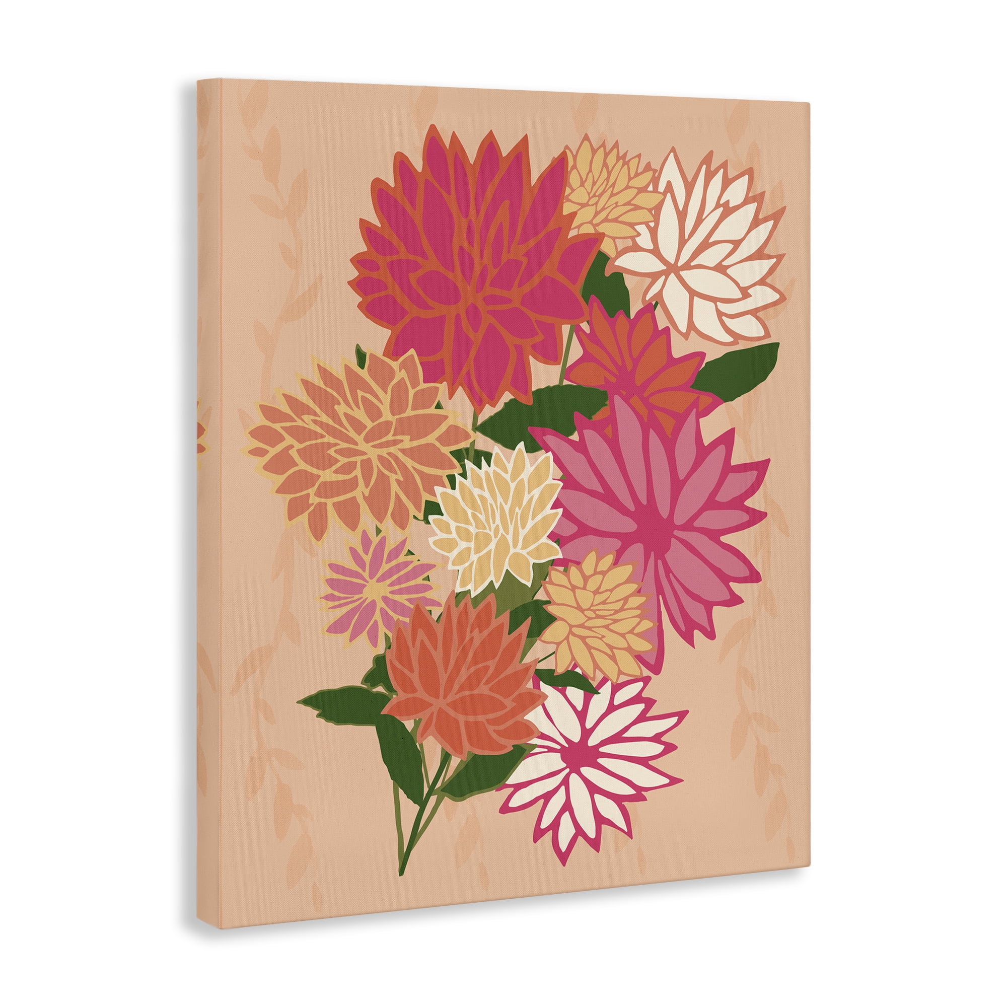 Stupell Industries Dahlia Petal Outlines Plants & Flowers Painting Wrapped Canvas Art Print Wall Art, 16 x 20