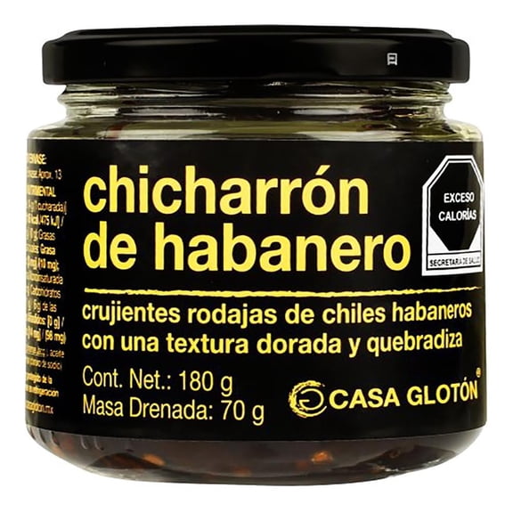 Chicharrón de habanero Casa Glotón rodajas en aceite 180 g