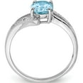 thumbnail image 2 of Sterling Silver Rhodium Light Swiss Blue Topaz & Diamond Ring (Size 7) Made In Thailand qdx567-7, 2 of 5