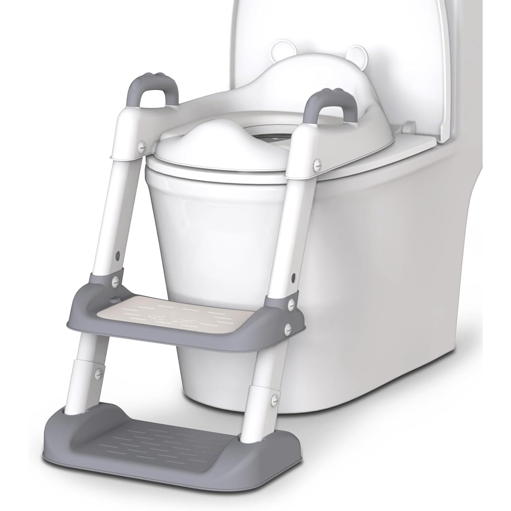 XIHAMA Potty Training Seat with Step Stool Ladder & Safety Handles,Grey
