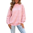 thumbnail image 2 of Jowdiw Womens Striped Mock Neck Sweatshirt Long Sleeve Drop Shoulder Loose Pullover Top, 2 of 5