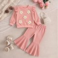 thumbnail image 2 of yboeqw Toddler Clothes for Girls Baby 1-4T Fall Winter Outfits Set Cute Embroidered Sweatshirt Pullover Flare Pant Girls' Clothing,Size 12-18 Months, 2 of 8