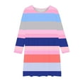thumbnail image 3 of Annhoo Kids Dress for Girls Toddler Casual 4-14 Years Striped Plaid Color Block Crew Neck Long Sleeve Dresses Outdoor Outfits, 3 of 4