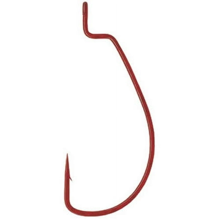Gamakatsu 58310 Offset Shank Worm Ewg Red Freshwater Fishing Hook Size 1 - Pack of 6