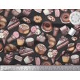 thumbnail image 3 of Soimoi Modal Satin Fabric Cupcake,Donut & Cookies Food Print Fabric by The Yard 42 Inch Wide, 3 of 3