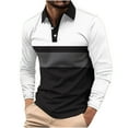 thumbnail image 2 of Puntoco Men's Fashion Polo Shirts Casual Long Sleeve Golf Shirts Color Block Cotton Tops Black XXXL(XXXL), 2 of 5