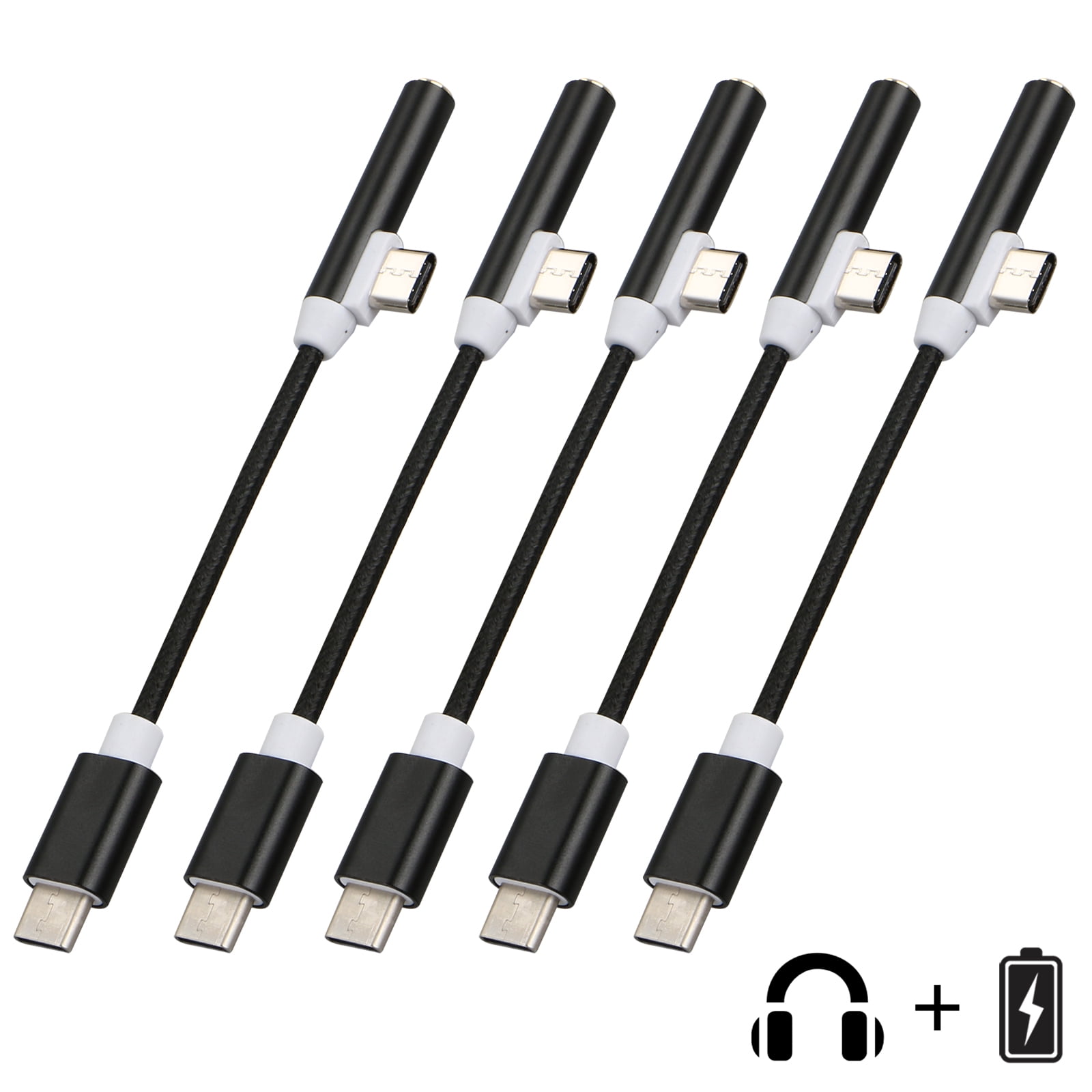 5pack 2 in 1 TypeC 3.5mm Audio Jack Cable, USBC Jack Audio Adapter