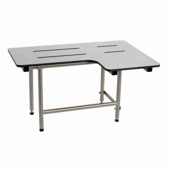 Fold Down Legs, ADA L-Shape Reversible Shower Seat, White