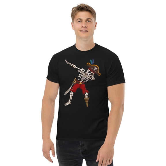 Dabbing Pirate Skeleton Dab Family Fun Dance Novelty Art Premium T-Shirt (Black, S)