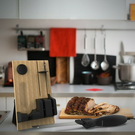 Electric Carving Knife Set with Wood Storage Block By Classic