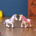 thumbnail image 1 of Ensemble de 2 Statues Miniatures de Licorne en Polyrésine, Figurines d'Animaux, Rose & Violet, 1 of 5