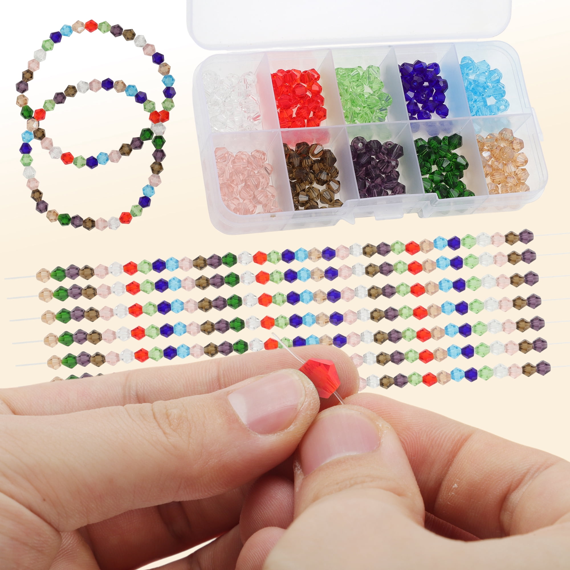 Unique Bargains 300 Pcs 6mm Glass Beads for Jewelry Making DIY Crafts Assorted Color