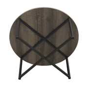 Household Essentials Jamestown Round Coffee Table Ashwood Rustic Wood Grain and Black Metal
