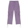 thumbnail image 4 of Karoyedx Pants for Boys Cargo Pants for Boys Pull On Trousers Kids Casual Baggy Hiking Joggers Sweatpants Teen Boy Clothes Purple Size,13-14 Years, 4 of 5