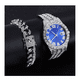 thumbnail image 2 of Reloj De Pulsera De Lujo Con Diamantes Y Brazalete, Unisex Plata con azul, 2 of 5