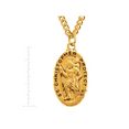 thumbnail image 4 of Finecraft St.Christopher Medallion Necklace in Gold-Plated Sterling Silver and Stainless Steel, 24", 4 of 5