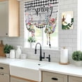 thumbnail image 5 of Spring Flowers Balloon Curtains for Windows, Bedroom Curtains 54 Inch Length, Farmhouse Black Plaid Wood Grain Tie Up Curtains Panels Thermal Insulated Bathroom Curtains Window 42"x54", 5 of 8