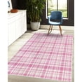 thumbnail image 4 of Plaid Decorative Rug, Modified Stripes Crossed Horizontal and Vertical Lines Forming Squares, Quality Carpet for Bedroom Dorm and Living Room, 6 Sizes, Pale Pink, by Ambesonne, 4 of 4