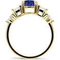 thumbnail image 5 of Vintage Style Round Three Stone Ring Blue Sapphire Cubic Zirconia Yellow Tone 925 Sterling Silver, Size 8, 5 of 7