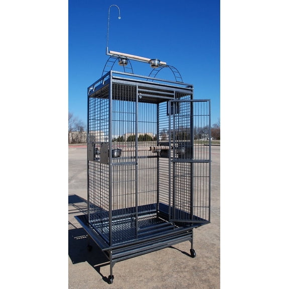 Large Elegant and Durable Wrought Iron Bird Parrot Open Play Top With Toy Hook Rolling Cage With Seed Guard