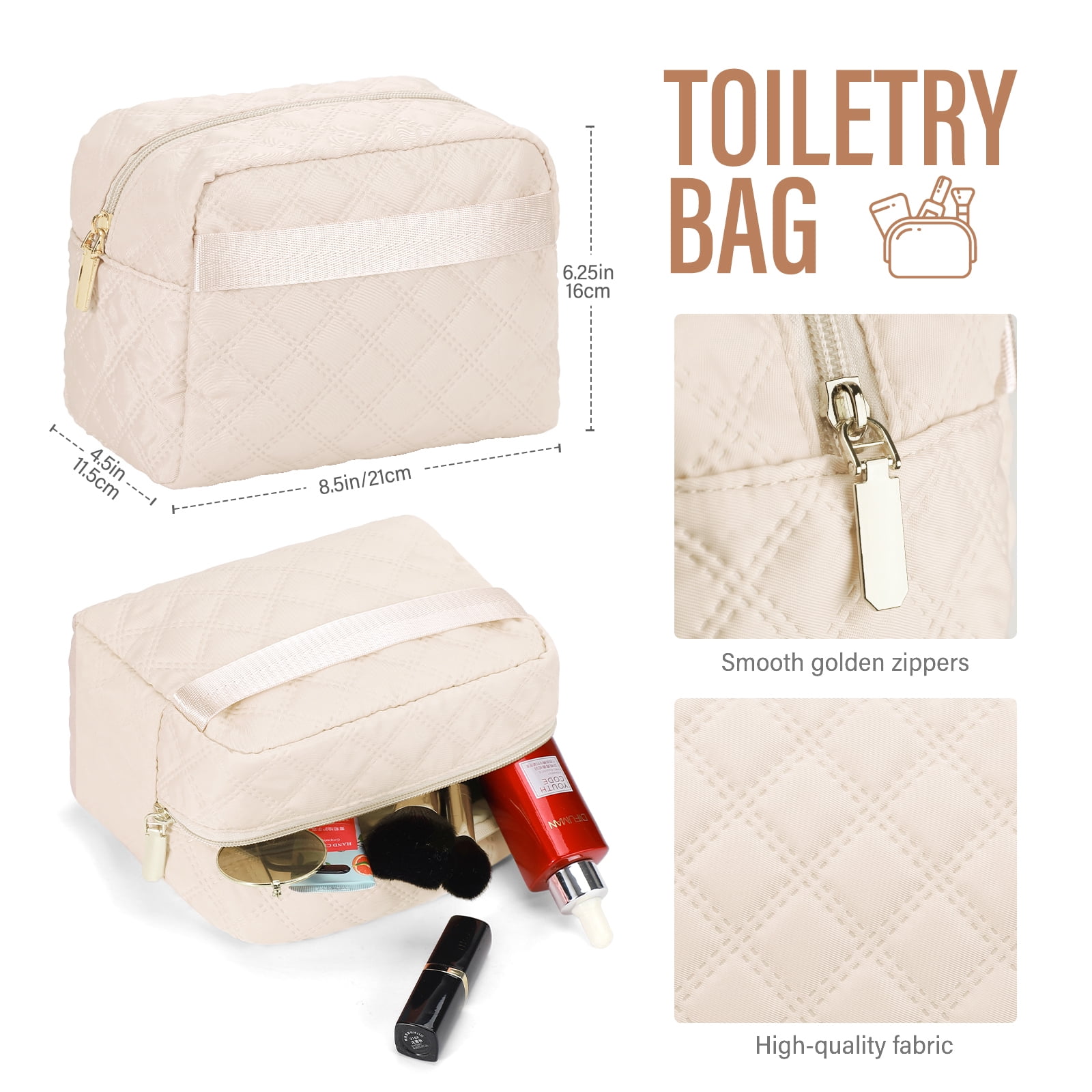 Livhil 2pcs Womens Overnight Bag, Carry on Weekender Bag with Shoe Compartment for Business Trips Sport Hospital, Beige