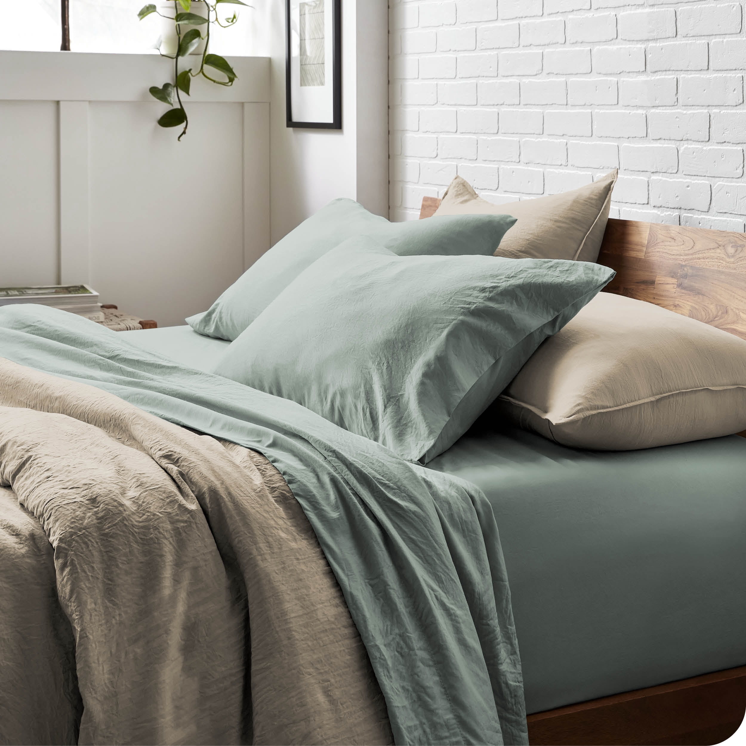 Bare Home Sandwashed Sheet Set, 1800 