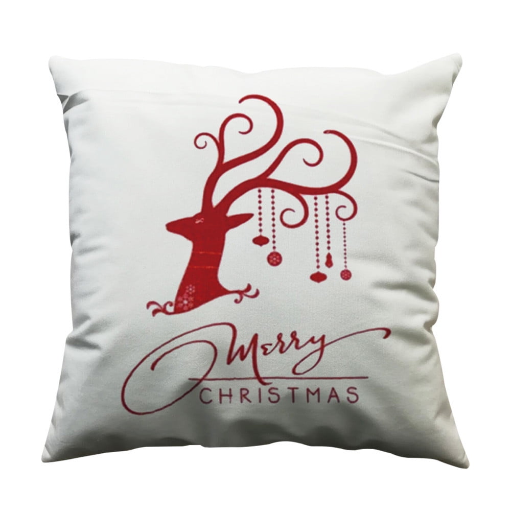 18inch Christmas Pillow Case Glitter Cotton Linen Sofa Cushion Cover Home Decor