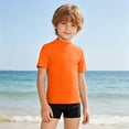 thumbnail image 2 of TGPMGRZ Boys Short Sleeve Rash Guard Swim Shirts UPF 50+ Sun Protection Swimwear Tops Orange 2-3 Years, 2 of 5