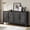 Black, variant on Oufan Antique Sideboard with 4 Hollow Doors & Adjustable Shelf, Wood Coffee Bar, Rustic Buffet Cabinet for Dining Room, Kitchen, 15.6X32.3X59.8 Inch
