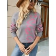 thumbnail image 4 of Women Long Sleeve Sweater Fall Casual Crew Neck Knit Tops Leopard Print Cute Loose Pullover Jumper Grey S, 4 of 8