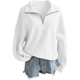 thumbnail image 4 of LUVDA Women's Half Zip Cropped Stand Collar Sweatshirt Silver Zipper Banded Hem Fall Athletic Top, 4 of 7