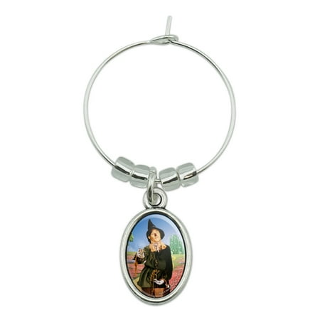 Wizard of Oz Scarecrow Character Wine Glass Oval Charm Drink Marker