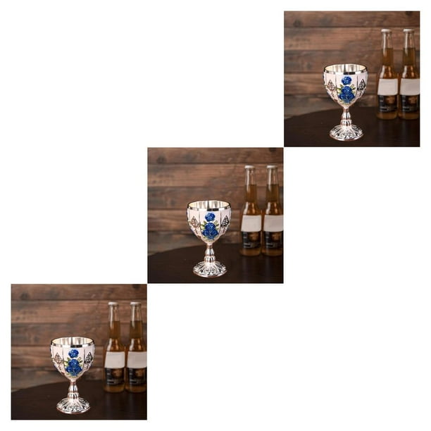 Wosthever Copa de vino de lujo Copa de vidrio en relieve para aficionados al vino Vasos opulentos Calabaza azul plateada Type1 NO1