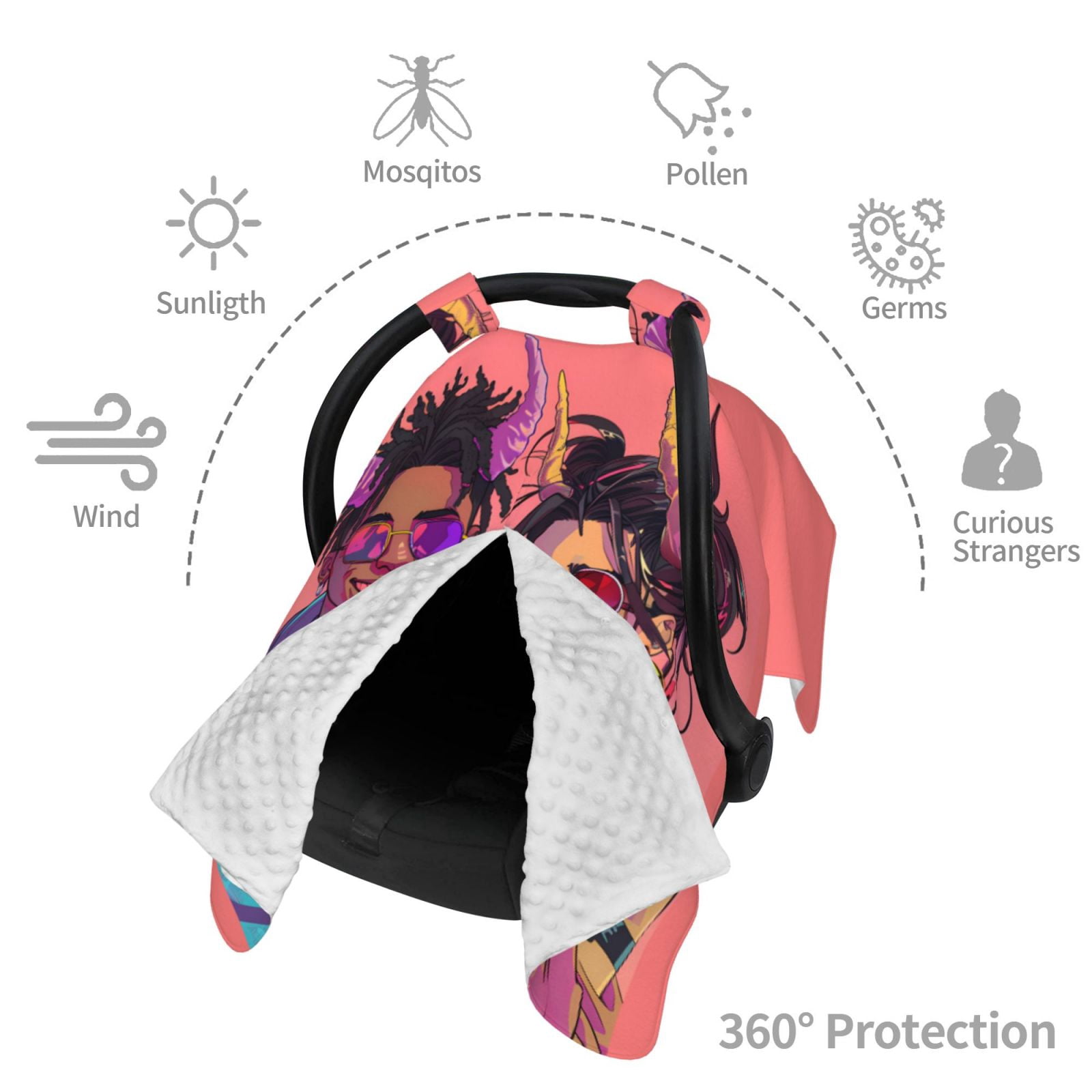 Car Seat Cover Baby - Hip Hop People No.110 Breathable Infant Car Seat Cover for Baby Carseat, Lightweight Comfort Baby Essentials Must Haves Newborn Stuff for Girl Boy